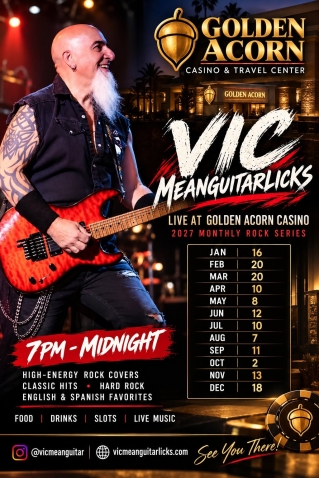 VIC MEANGUITARLICKS LIVE AT GOLDEN ACORN CASINO!